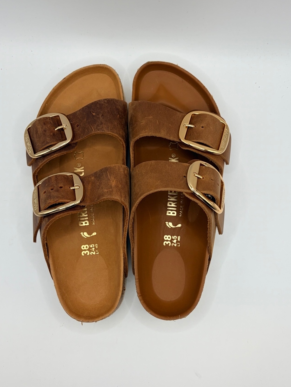 Birkenstock Arizona Brown Leather Double Buckle Sandals Size 38